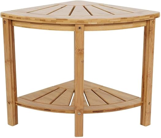 Zerone Badezimmer-Eckstuhl, Premium-Duschbank, aus Holz, mit Ablage für