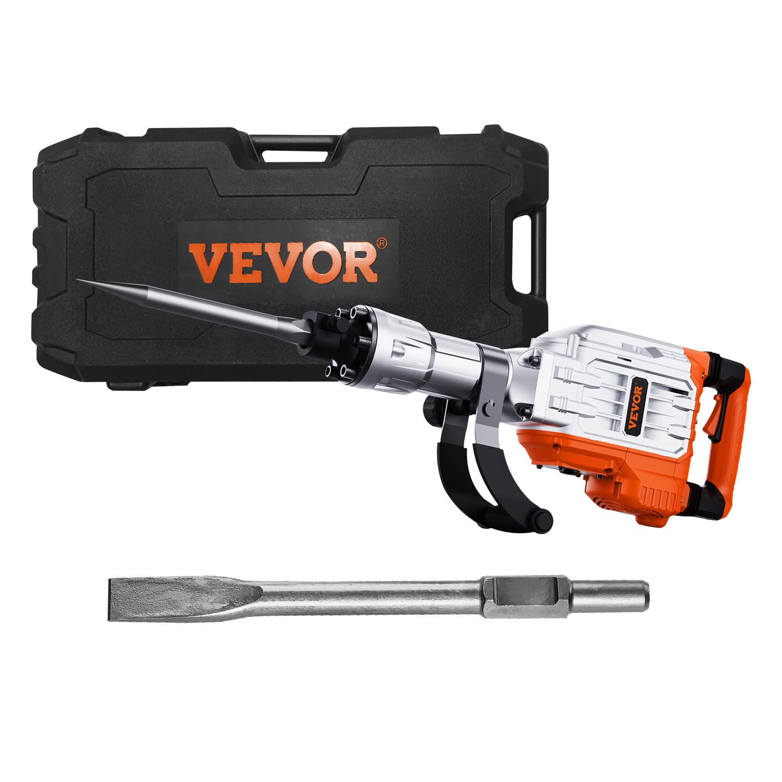 VEVOR Demolition Jack Hammer, MAX 3500W Jack Hammer Concrete Breaker, 1900 BPM Heavy Duty Electric Jack Hammer, 2pcs Chisel with Gloves & 360°C Swiveling Front Handle for Trenching Breaking Holes