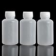Bezall 50Pcs 50ml PE Plastic Empty Small Mouth Graduated Lab Chemical Container Reagent Bottle Sample Sealing Liquid Medicine Bottles, Plastic Bottles, Sold Empty