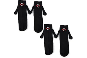 2 Pairs Hand Holding Socks for Kids, Magnetic Smile Hug Face Mid-Tube Magnet Socks Friendship Birthday Gift Cute Crazy Funny 