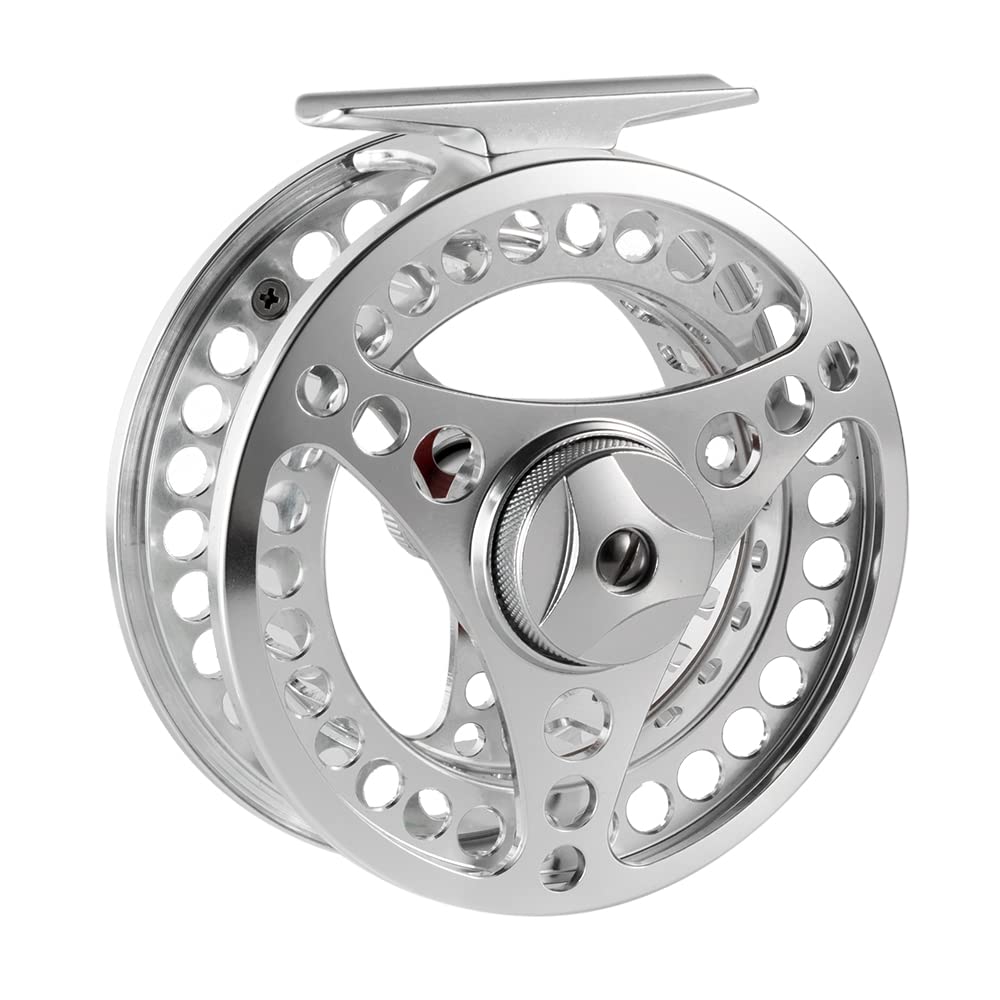 AnglerDream EX-ALC Fly Reel 9/10WT CNC Machined Aluminum Fly Fishing Reel Silver/Gunsmoke Reels