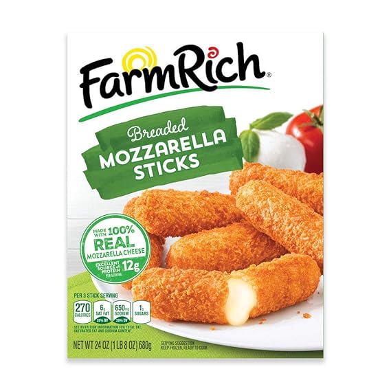 Farm Rich Breaded Mozzarella Cheese Sticks, Frozen, 24 Ounces Amazon