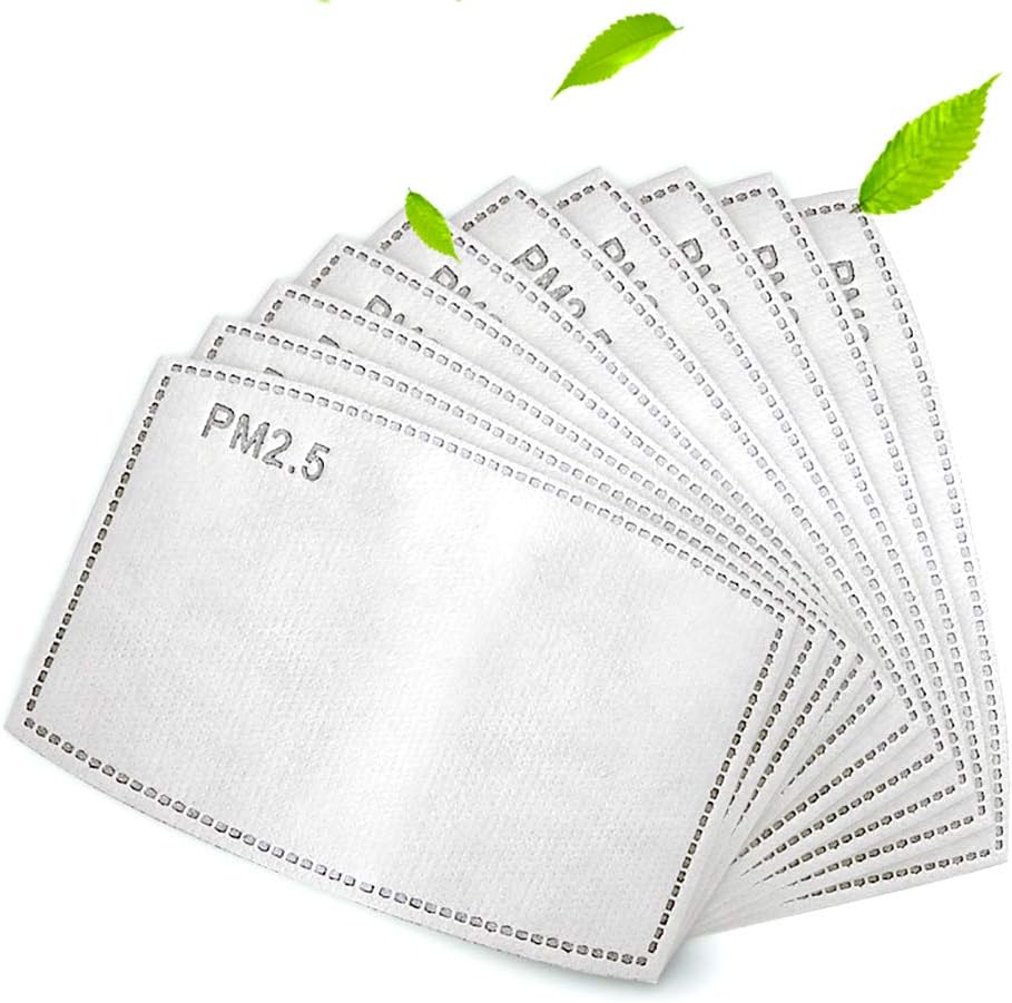HCTX PM 2.5 Activated Carbon Filter Insert 5 Layers, Non-Woven Fabrics Cotton Filter, Eternal Home Protective Filter - 50 Pack, Adult Size