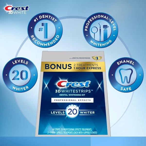 CREST 3D LUXE PROFESSIONAL EFFECTS PLUS CREST 3D WHITE STRIPS TEETH WHITENING KIT, 22 COUNT