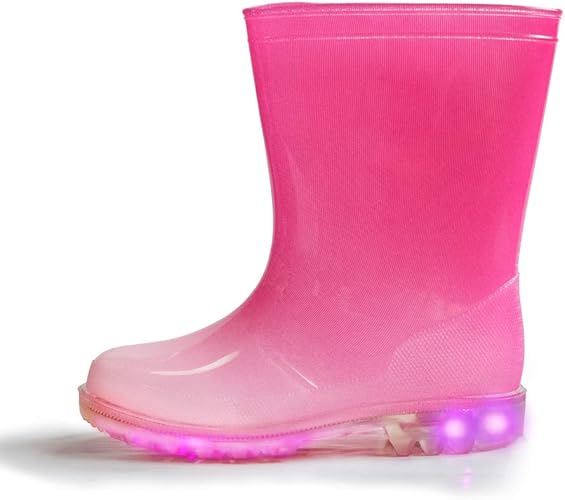 Amazon Kushyshoo レインブーツ 光る靴 長靴 女の子 ガールズ キッズ 光る 収納袋付き 軽量 雨靴 子ども用 滑り止め 梅雨対策 通園 通学用 レインブーツ