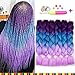 6 Pcs Ombre Braiding Hair Purple To Blue To Pink Ombre Braiding Hair Synthetic Hair Crochet Braids 100g Fiber 24inch Jumbo Braids Hair Extensions (Purple to Blue to Pink#C26)