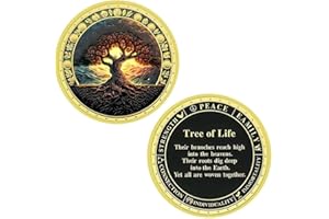 RUMKOU Tree of Life Challenge Coin Home Decor Challenge Coin Collection Gift (Golden)