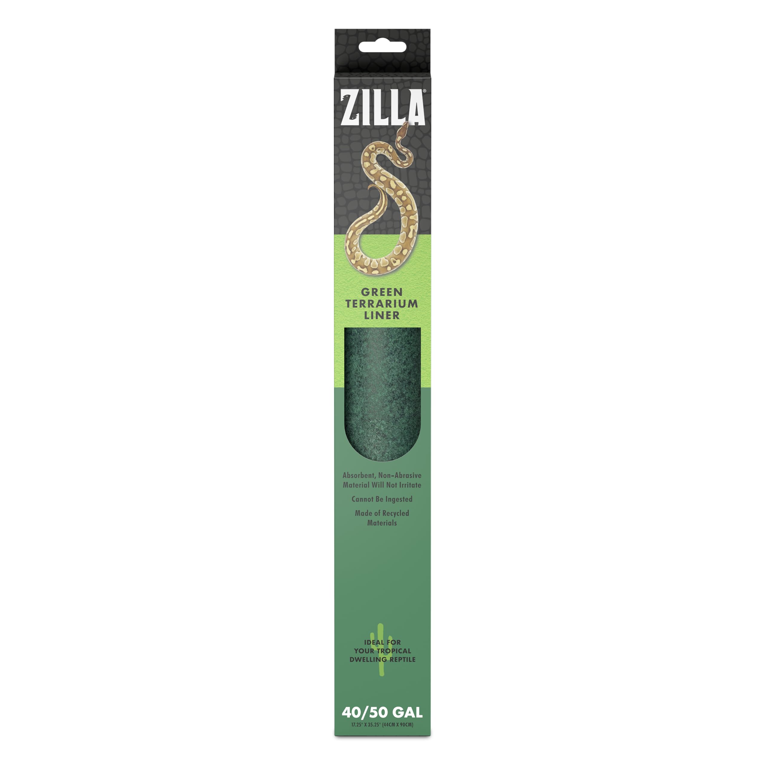 ZILLA Reptile Terrarium Floor Liners Green 30BR/40BR/50/65 Gallon, 17.25" x 35.25"
