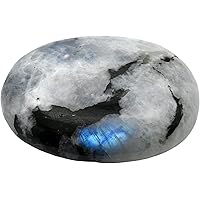 Rainbow Moonstone Large Palm Stone - Pocket Massage Worry Stone for Natural Body Chakra Balancing, Reiki Healing and Crystal 