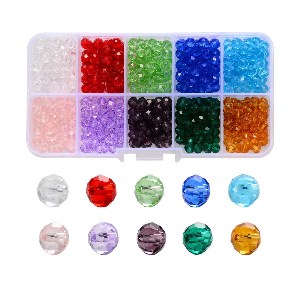 Crystal Glass Beads,1000 Pieces 4mm x 3.5mm Multi-Faceted Glass Beads,Accessories for Jewelry Bracelets Necklaces Making and DIY Craft,10 Colors