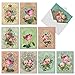 The Best Card Company - 10 Boxed Note Cards with Flowers - Blank Assorted Floral Notecards Bulk (4 x 5.12 Inch) - Romance and Roses M2379OCB