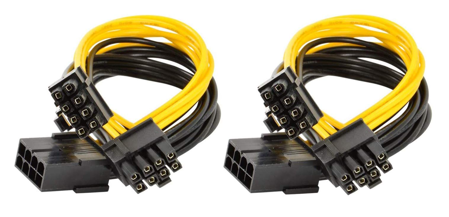Haokiang PCI-E Power Splitter - 8 Pin to 2 x 8 Pin (6+2) for GPU, CPU Miner (2 Pack, 1 Feet)