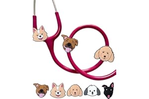 Plifal 5 Pieces Stethoscope Charm Tag for Nurse - Cute Dog Yellow Stethoscope Charm Label Fit for Littmann Funny Accessories, Present for Pediatric Doctor, Medical Worker, Nursing Graduation