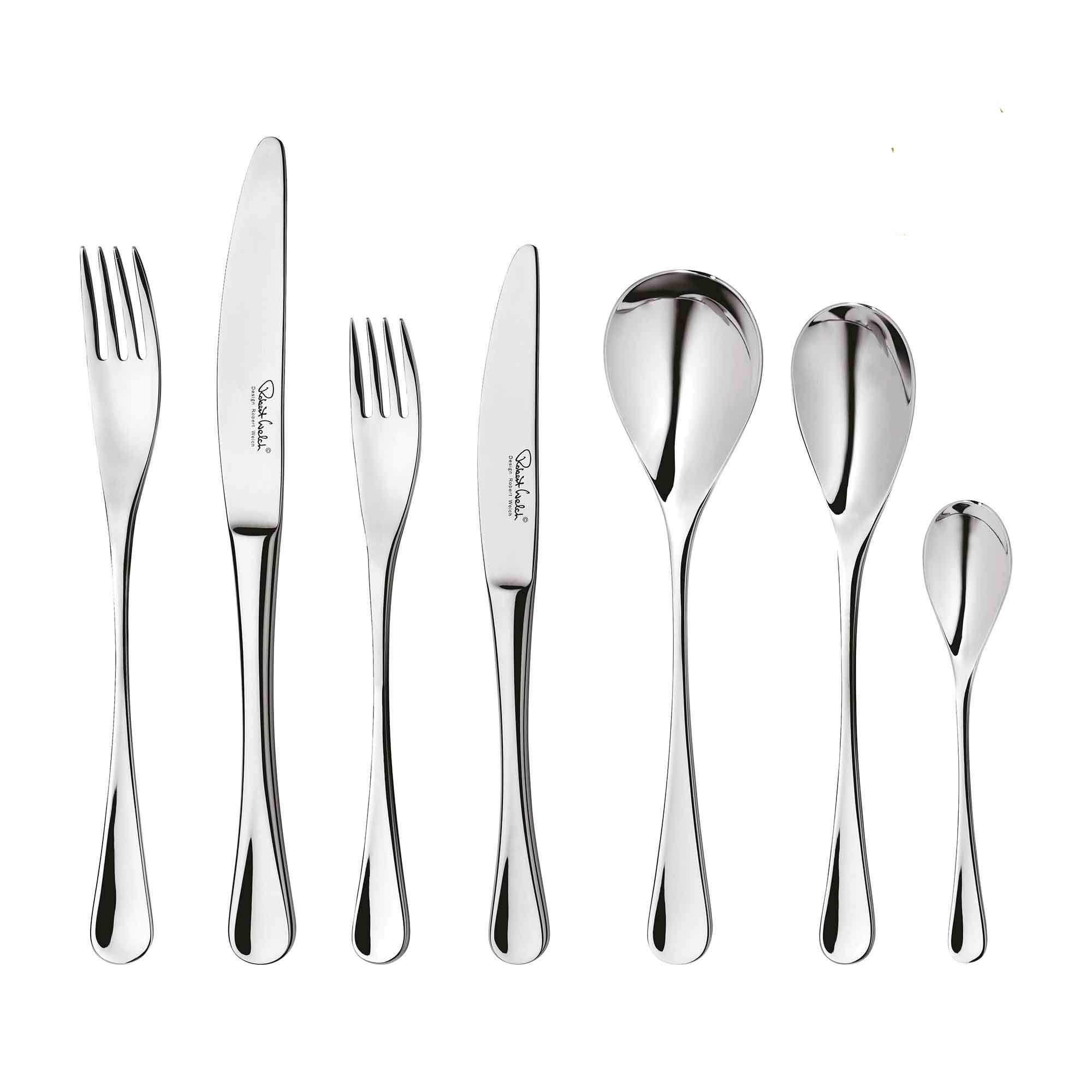 Robert Welch RW2 Bright, 42 Piece Cutlery Set for 6 People. Made from Stainless Steel. Dishwasher Safe.