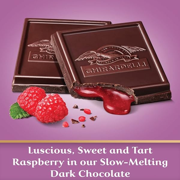 GHIRARDELLI RASPBERRY DARK CHOCOLATE SQUARES BAR, 4.8 OZ BAR