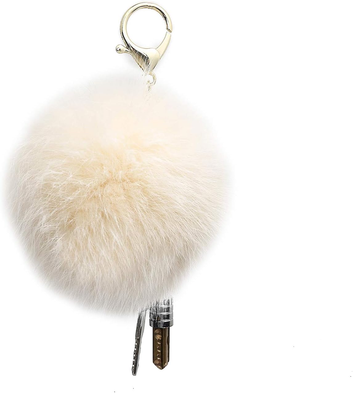 Cute 100% Rabbit Fur Ball Pom Pom Keychain for Car Key Ring Handbag Tote Bag Purse Gift Pendant
