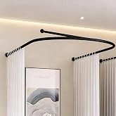 U Shaped Curtain Rod Room Divider Black Portable Dressing Room for Boutique | Metal Privacy Screen Wall Modern Partition Privacy Hanging Separator for Studio Apartment Dressing Fitting Salon Medical