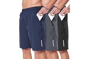 RPOVIG 3 Pack Men's Athletic Shorts Sets Gym Workout Short with Zippered Pockets Running Joggers Basketball