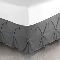 Nestl Grey Bed Skirt Full Size, Pinch Pleat Full