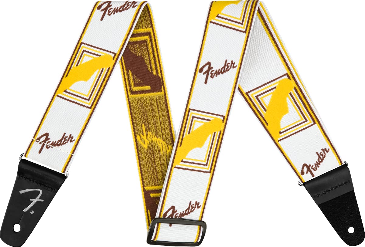 Fender© Weighless™ Monogram Strap - 2" Wide - White/Yellow/Brown