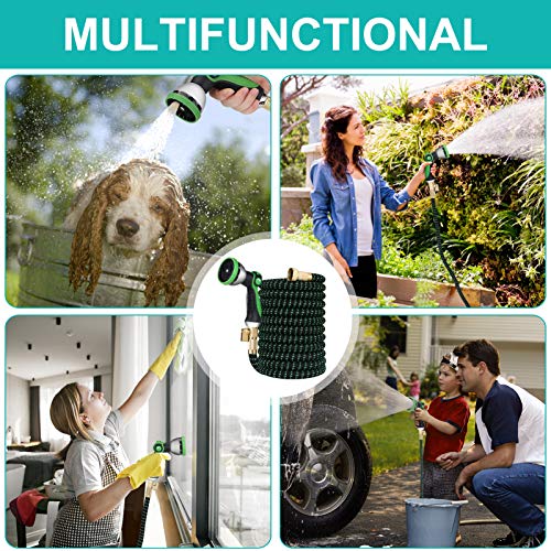 Longterm Expandable Garden Hose Set 25ft,Strength Fabric 3750D,9 Latex Layers, 3/4\