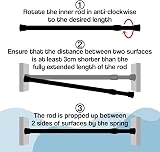 JJ PRIME Extendable Curtain Pole No Drilling Tension Rods Telescopic Black view 6