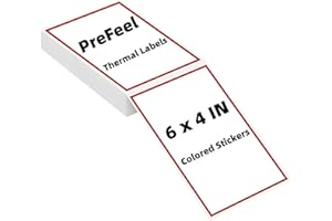 PreFeel Direct Thermal Labels, 100 Sheets 4 x 6 Shipping Labels, Strong Adhesive Red Border Colored Label for Mailing Postage, Packing. Thermal Printer Compatible