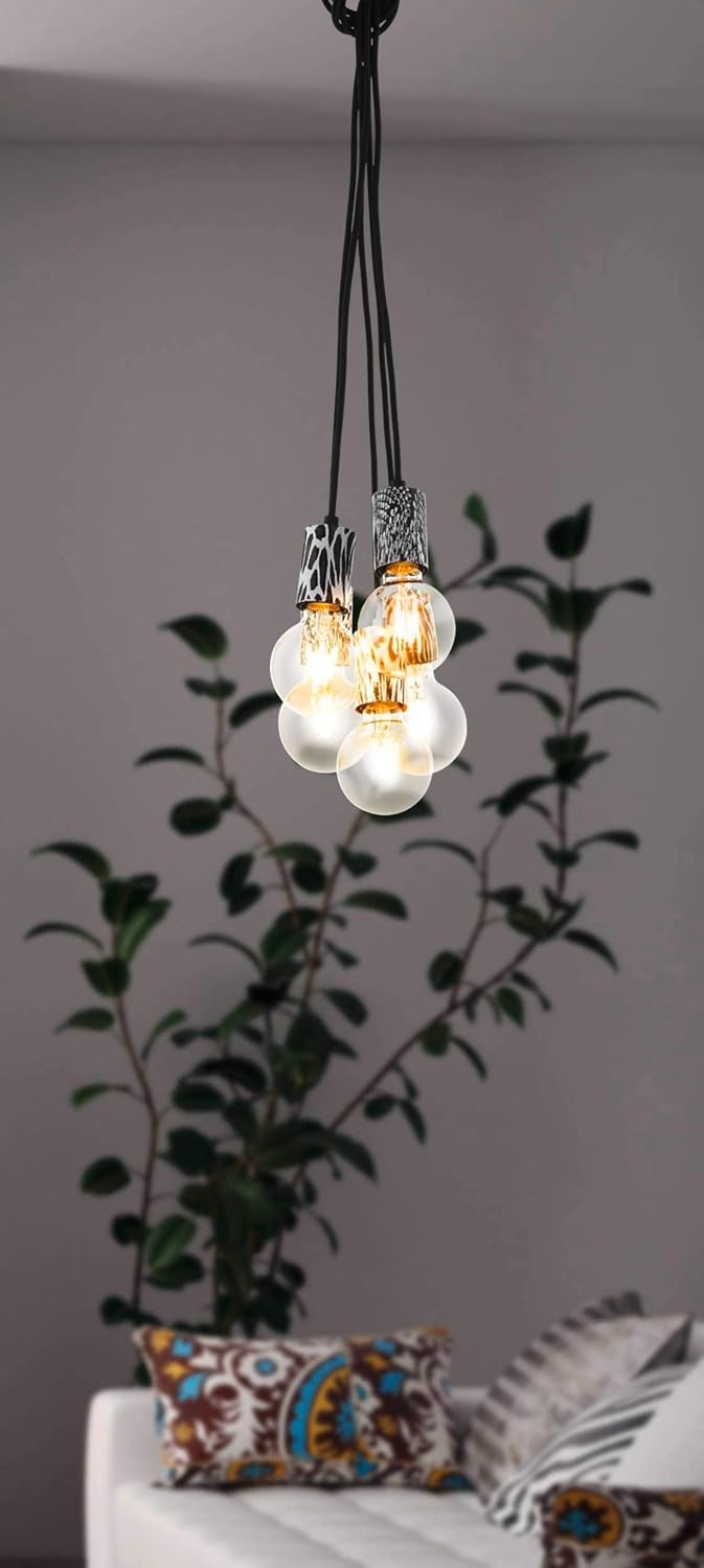 EGLO Coulsdon Pendant Light 5-Bulb Vintage Industrial Pendant Light Steel and Foil in Black, White, Animal Print - Image 5