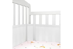 IQYIQY Breathable Crib Mesh Liner, 3mm Breathable Mesh, Safe and Compliant Crib Single Layer Breathable Mesh Liner, Protects Baby Legs and Arms, Fits 4 or 3 Sides Full-Size Crib, Better Fixed Support, White