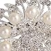 Valdler Fashion Jewelry Imitation Pearls Floral Ivory and Silver-Tone Crystal Brooch Pin