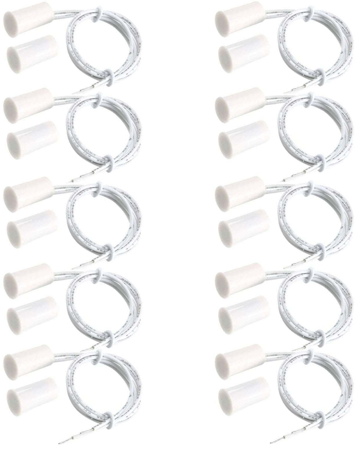 VISSQH 10 Pair RC-33 NC Recessed Wired Security Window Door Contact Sensor Alarm Magnetic Reed Switch White
