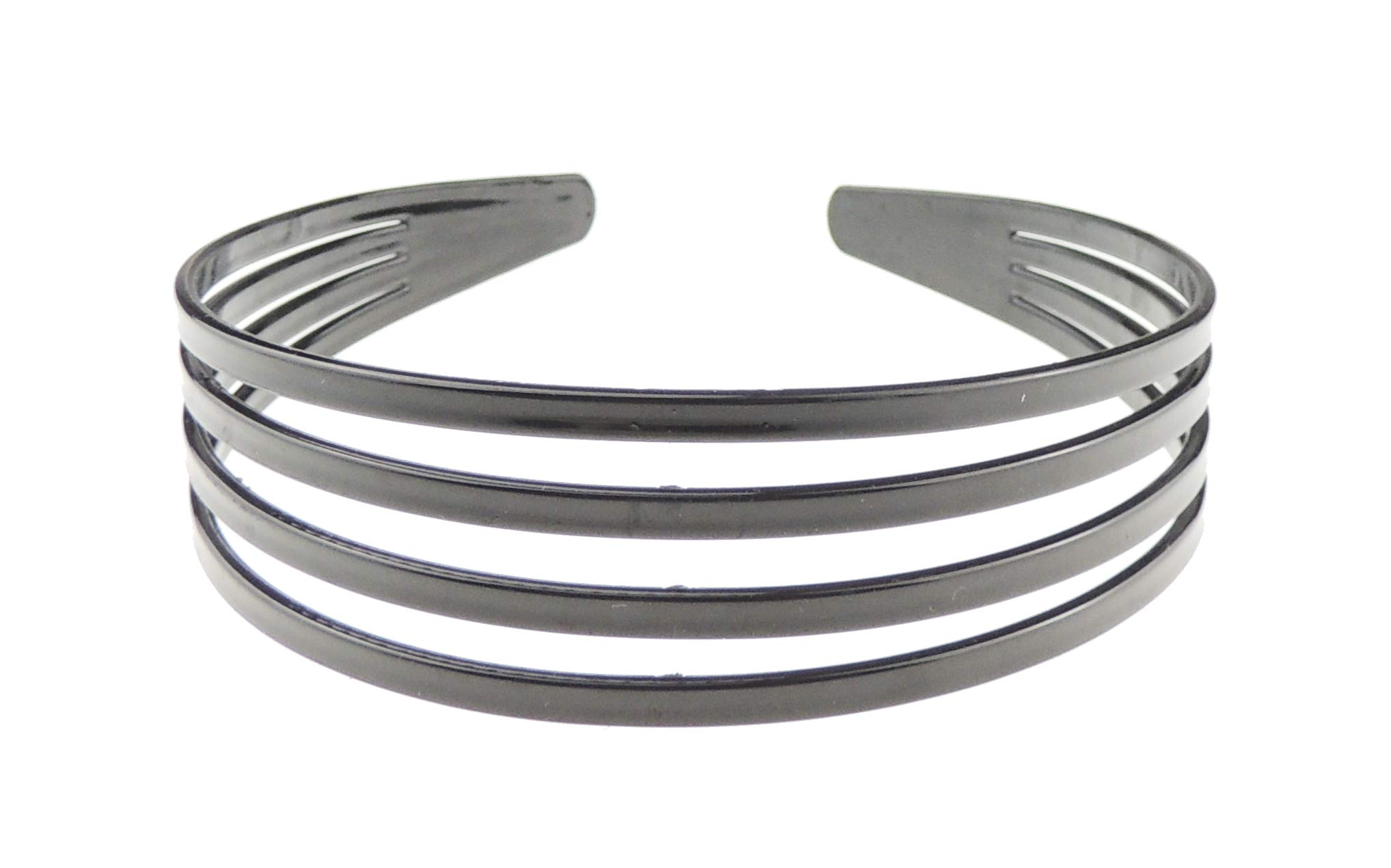 Ladies Girls Evening Black Stencil Cut Wide Thick Formal Fancy Dress Headband Alice Band Hair Accessories Hairband Christmas Wedding Bridesmaid Party 4 Row