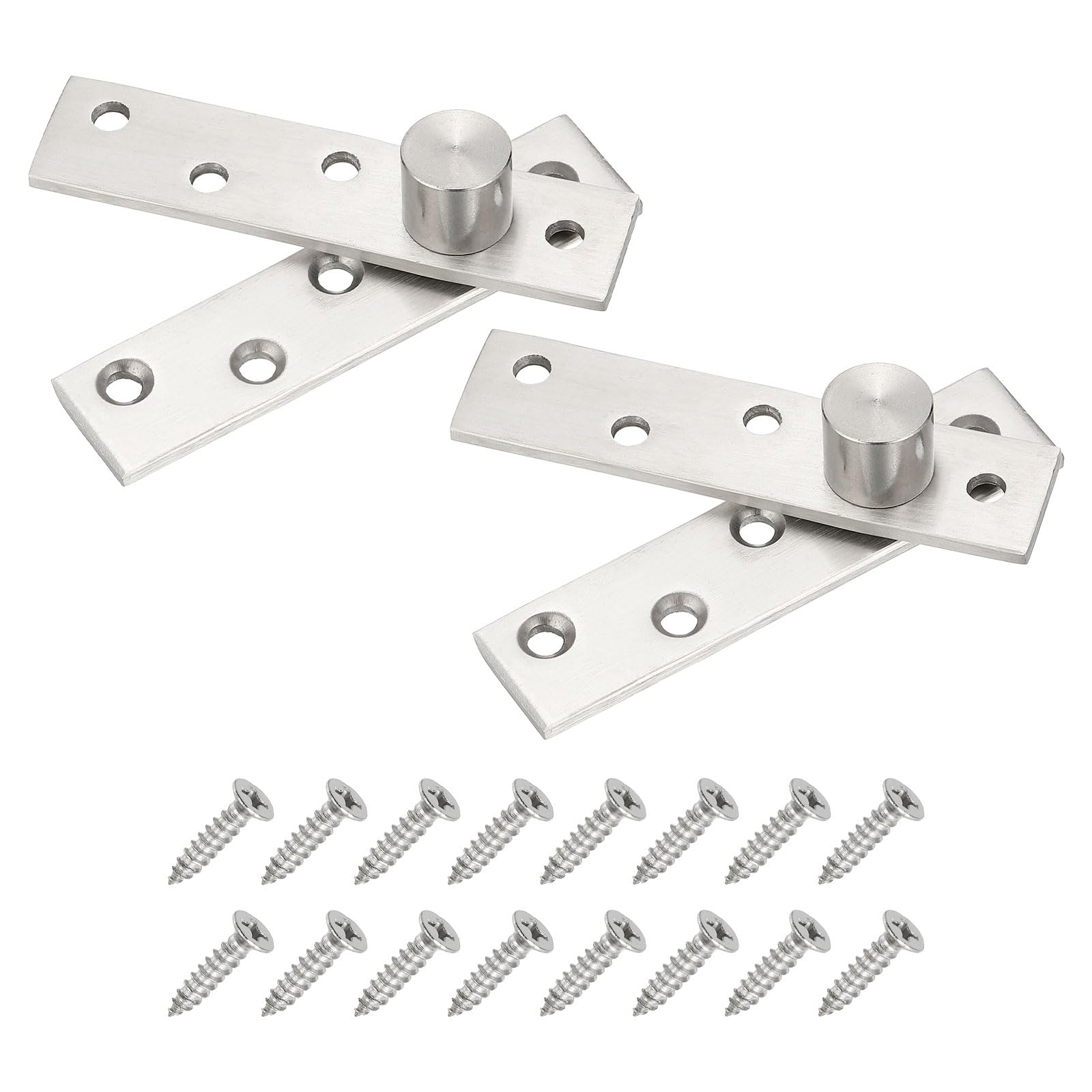 PATIKIL Door Pivot Hinges, 2 Set 360 Rotating Hidden Door Hinges Eccentric Axis Up Down Shaft Hardware L Size for Secret Door, Bookcase, Silver Tone