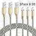 iPhone Charging Cables, Novtech Charger Cable 3 Pack 6.5ft Nylon Braided Lightning to USB Cable for iPhone 7 7 Plus 6s 6s Plus 6 6 plus 5s 5c 5 iPad Air iPad mini iPod ( Black and Gold)