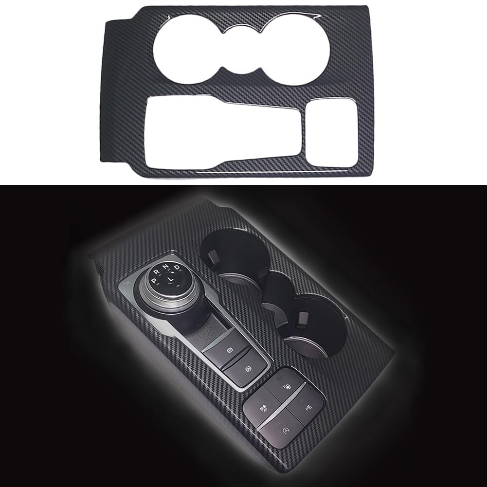 Photo 1 of Kolya for 2020 2021 2022 2023 2024 2025 Ford Escape Accessories Center Console Gear Shift Panel Cover Water Cup Holder Trim Cover (Carbon Style)