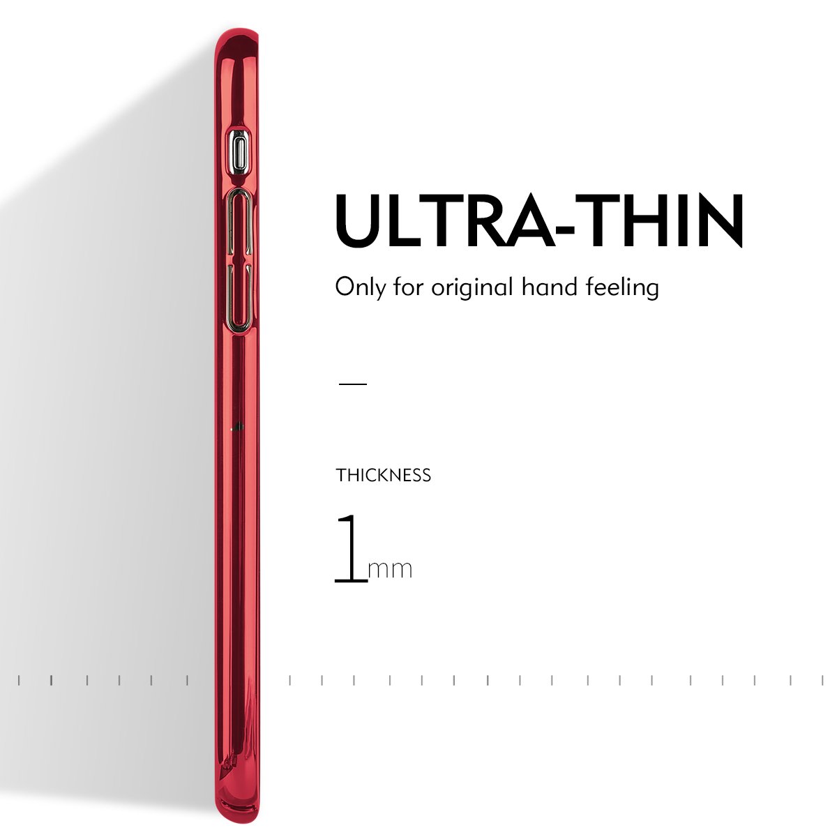 iPhone X Protective Case, Benks PC Clear 1mm Ultra Thin Case Cover Shockproof Transparent Back for iPhone X-5.8 inch (Red)