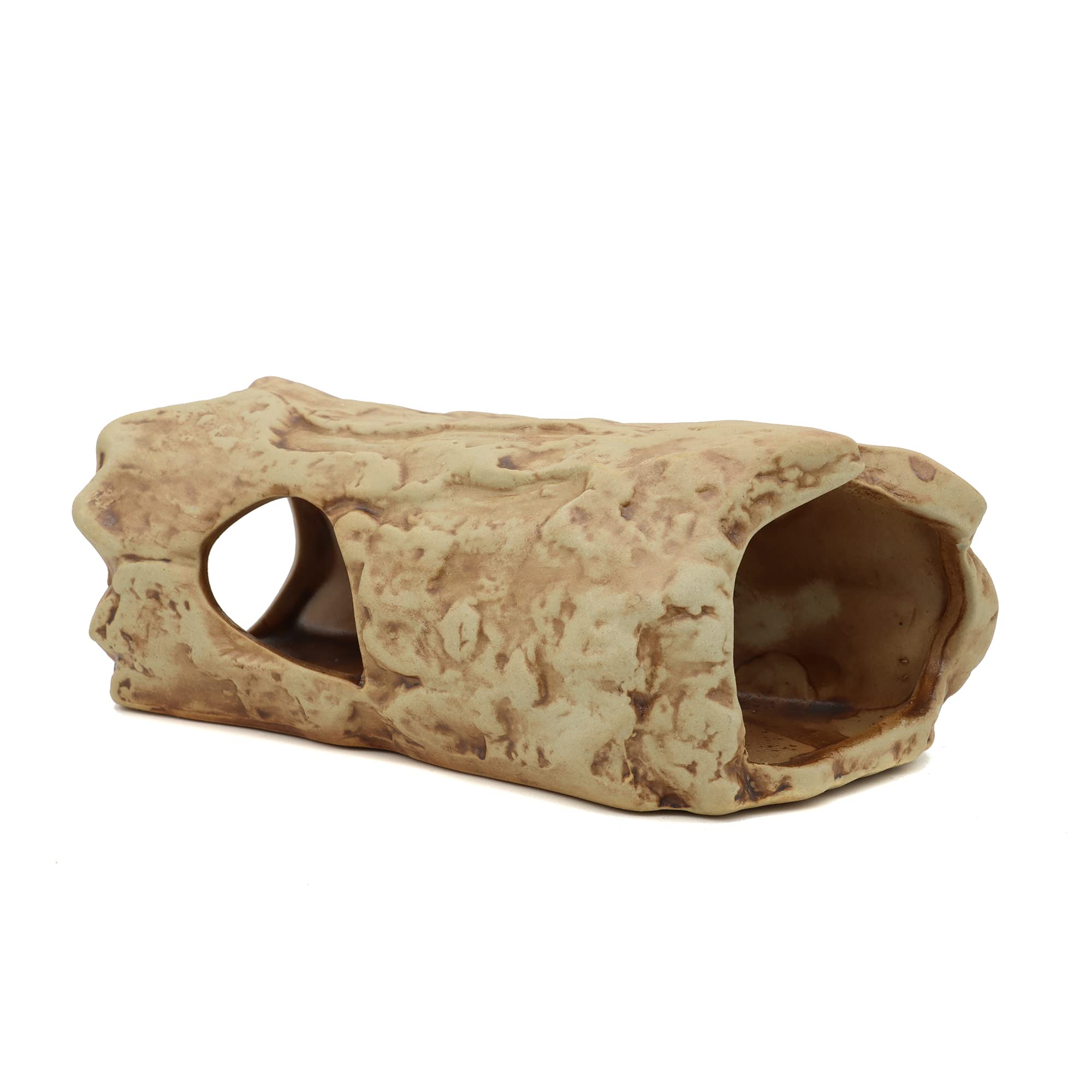 Photo 1 of ALEGI Aquarium Decorations Log Betta Fish Tank Accessories Ceramic Cave, Betta Fish Toys Decor Hideout for Shrimp Cichlid Hiding Breeding