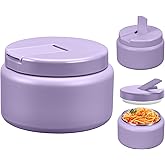 Reeple 13.5oz Kids Jar for Hot Food, Insulated Vacuum Food Jar with Buckle Lid, Stainless Steel Wide Mouth Leak Proof Insulated Lunch Container for School Picnic Travel,Purple