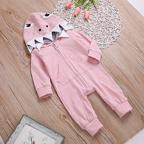 image for NUWFOR Toddler Baby Long Sleeves 3D Cartoon Shark Hooded Romper Jumpsu