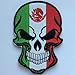 SpaceAuto Skull Head w/ Flag of Mexico Military Tactical Morale Badge Hook Loop Fastener Patch 3.54