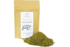 CENALGA Irish Organic Certified (IOFGA) Bladderwrack Flakes - 4 oz / 113.4 g We avoid Plastic Pouch - Sustainably hand harvested from wildcrafted seaweed - non-artificial sun-dried