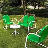 Crosley '4 Piece Griffith Metal Outdoor Conversation Seating Set', Grasshopper Green/White Finish
