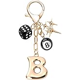 NCIWAN Y2K 8 Ball Dice Keychain with Bubble Initial Letter A-Z Silver Star Bag Charm &amp; Aesthetic Gothic Keyring for Women