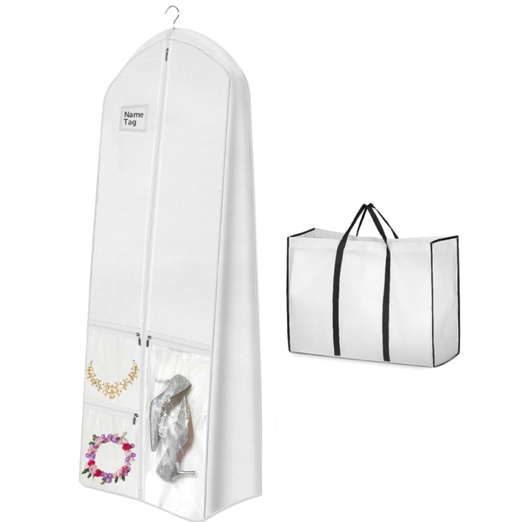 Umimiss Wedding Dress Bag - Wedding Dress Storage Box, Dress Bag, Long Dress Bags Covers, Bride Tote Bag, Garment Bag, Hanging Clothes Storage, Dress Carriers for Women, Wedding Dress Bags Covers