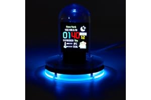THE WUJII RGB Digital Alarm Clock,Small WiFi Desktop Calendar Clock with Date Temperature Humidity,Type-C Charger,Simulating Nixie Tube,Office Gaming Desk Decor