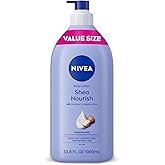NIVEA Shea Nourish Body Lotion for Dry Skin with Hyaluronic Acid, Shea Butter and Deep Nourishing Serum, 48-Hour Body Moisturizer, 33.8 Fl Oz Pump Bottle