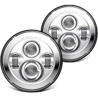 DOT Approved 7" Round LED Headlight For Hummer H1/H2 - Chrome, Hi/Lo Beam