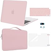MOSISO Compatible with MacBook Air 13 inch Case 2026 2025 2024 2023 2022 M4 A3240 M3 A3113 M2 A2681, Hard Shell&Sleeve Bag&Keyboard Skin&Webcam Cover&Screen Film for MacBook Air 13.6, Baby Pink