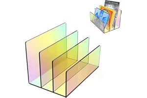 Boloyo Acrylic 3 Sections File Holder,Rainbow File Organizer Letter Sorter Holder for Desk,Fit for Office File Organizer Wallet & Purse Display Stand (Rainbow 3 Sections 1PC)