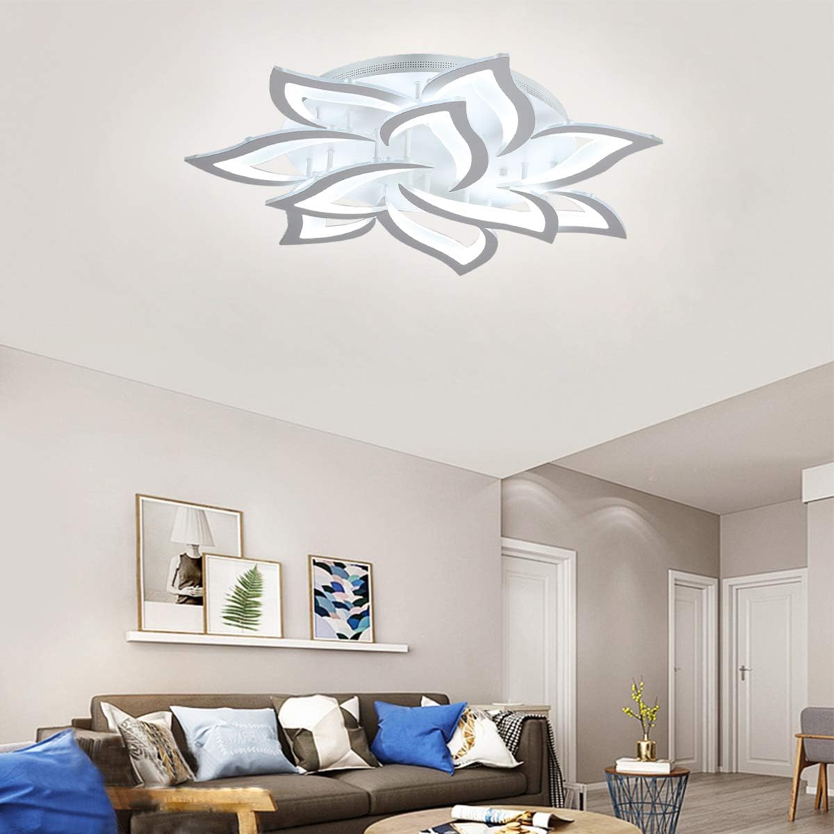 Garwarm LED Ceiling Light 72W 10 Heads Petal Modern Flush Mount Acrylic Ceiling Lamp Chandelier Lighting Fixture for Living Room Bedroom Kitchen, Cool White 6500K - - 